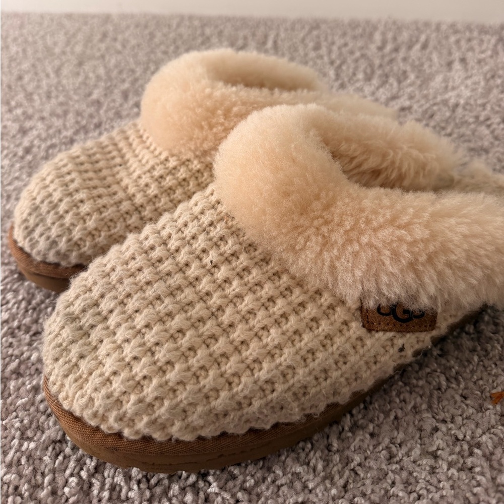 UGG Women's Tan Knit Slippers